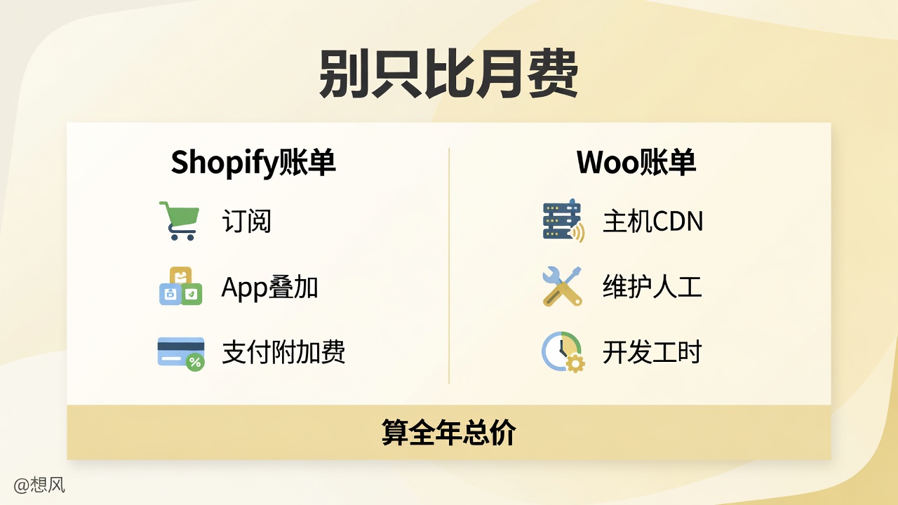 别只比月费:Shopify账单与Woo账单对照